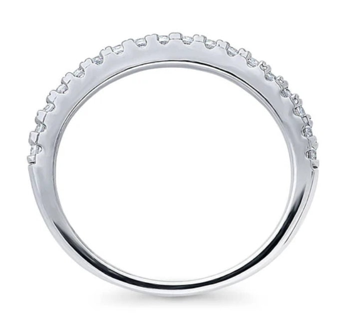 Pave Set CZ Half Eternity Ring in Sterling Silver