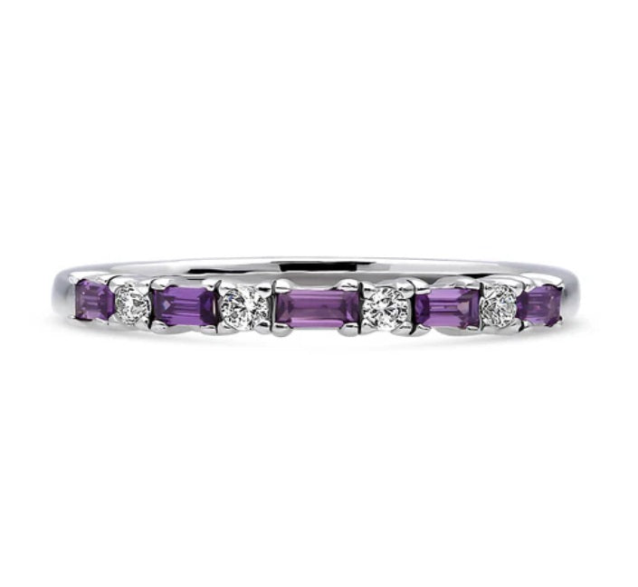 Art Deco CZ Half Eternity Ring in Sterling Silver