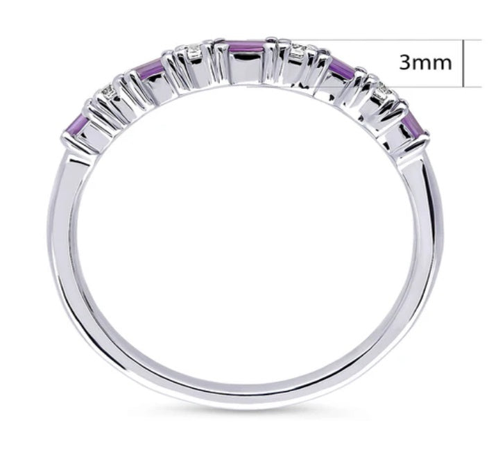Art Deco CZ Half Eternity Ring in Sterling Silver
