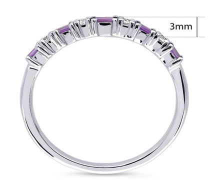 Art Deco CZ Half Eternity Ring in Sterling Silver