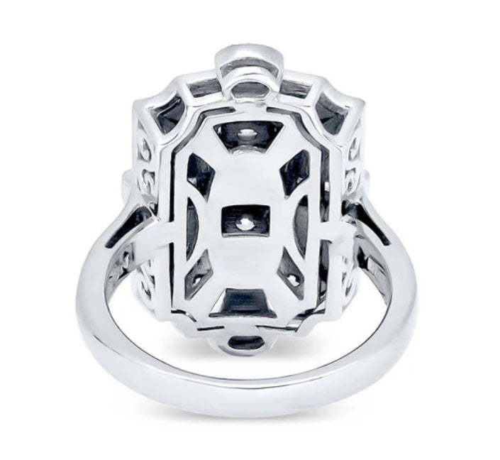 Art Deco Milgrain CZ Statement Ring in Sterling Silver
