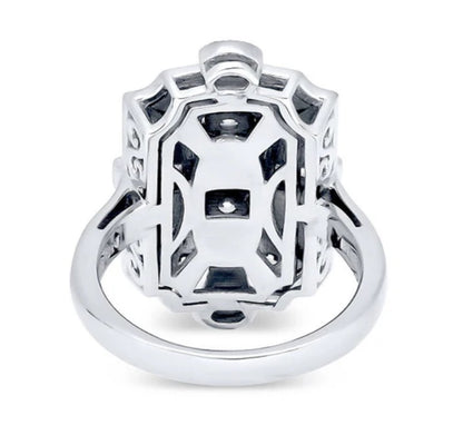 Art Deco Milgrain CZ Statement Ring in Sterling Silver