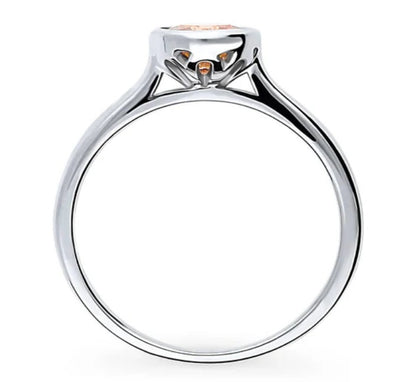 Solitaire Caramel Bezel Set Round CZ Ring in Sterling Silver 0.8ct