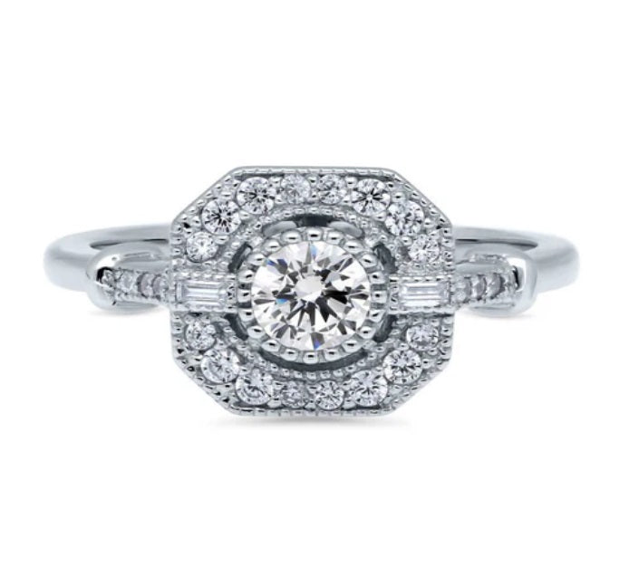 Art Deco CZ Ring in Sterling Silver