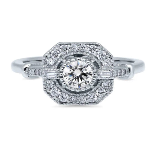 Art Deco CZ Ring in Sterling Silver