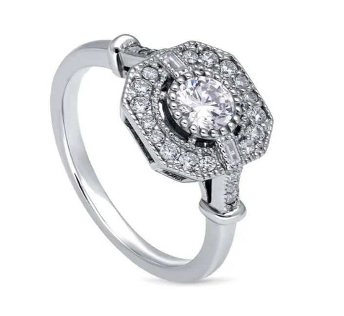 Art Deco CZ Ring in Sterling Silver