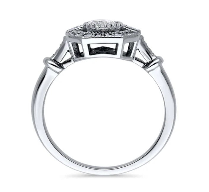 Art Deco CZ Ring in Sterling Silver