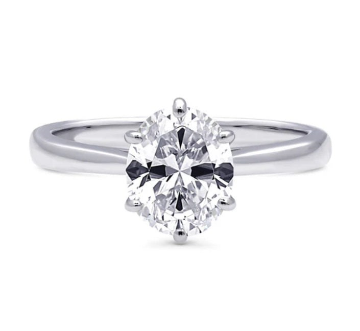 Solitaire 1.8ct Oval CZ Ring in Sterling Silver