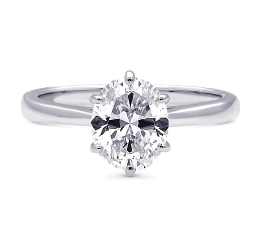 Solitaire 1.8ct Oval CZ Ring in Sterling Silver