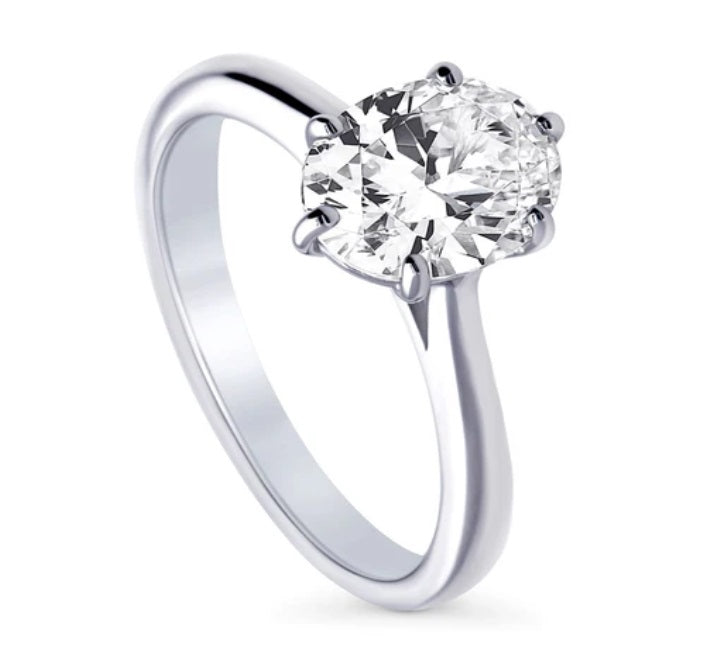 Solitaire 1.8ct Oval CZ Ring in Sterling Silver
