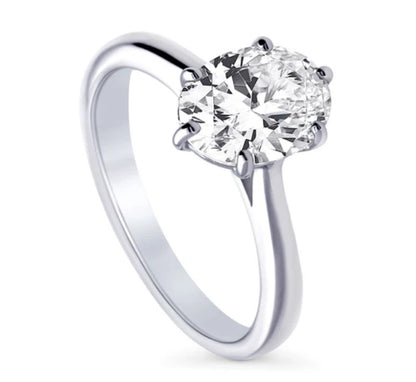 Solitaire 1.8ct Oval CZ Ring in Sterling Silver