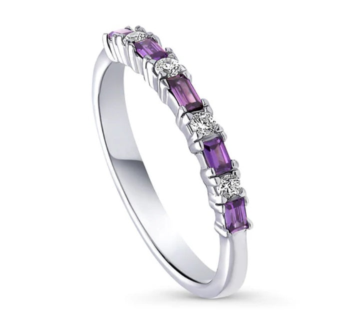 Art Deco CZ Half Eternity Ring in Sterling Silver