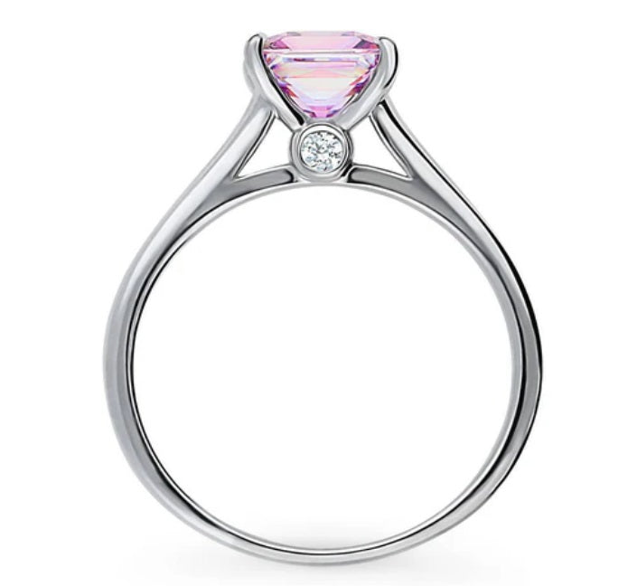 Solitaire Purple Princess CZ Ring in Sterling Silver 1.2ct