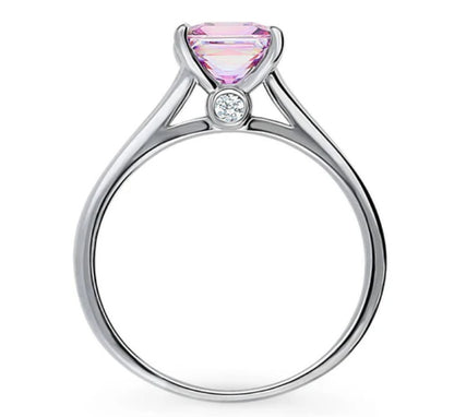 Solitaire Purple Princess CZ Ring in Sterling Silver 1.2ct