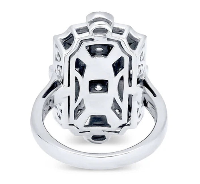Art Deco Milgrain CZ Statement Ring in Sterling Silver