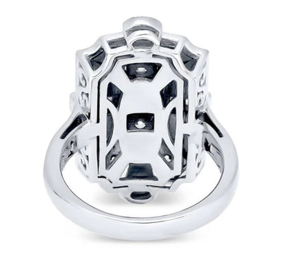 Art Deco Milgrain CZ Statement Ring in Sterling Silver