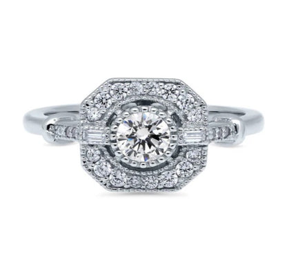 Art Deco CZ Ring in Sterling Silver