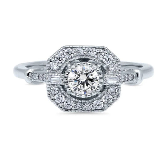 Art Deco CZ Ring in Sterling Silver