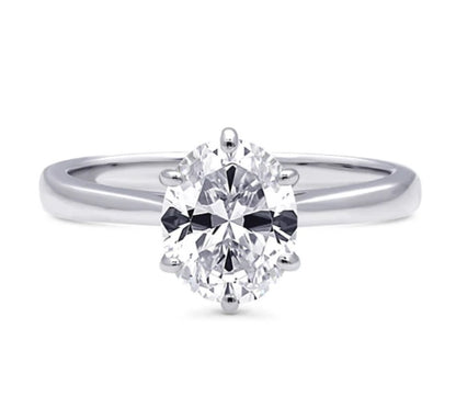 Solitaire 1.8ct Oval CZ Ring in Sterling Silver