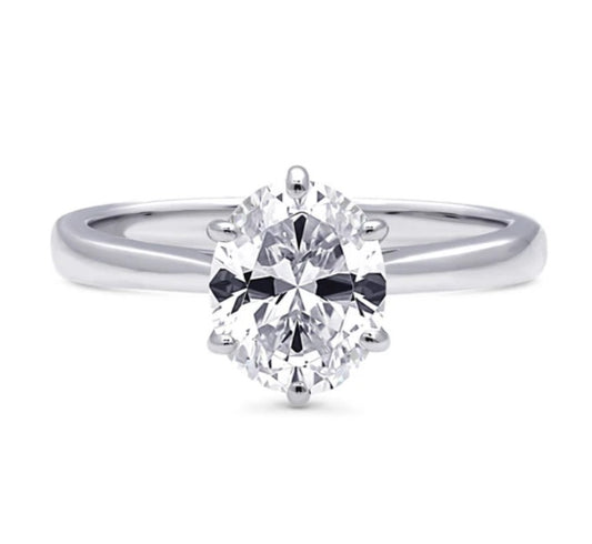 Solitaire 1.8ct Oval CZ Ring in Sterling Silver