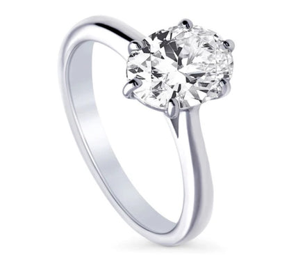 Solitaire 1.8ct Oval CZ Ring in Sterling Silver