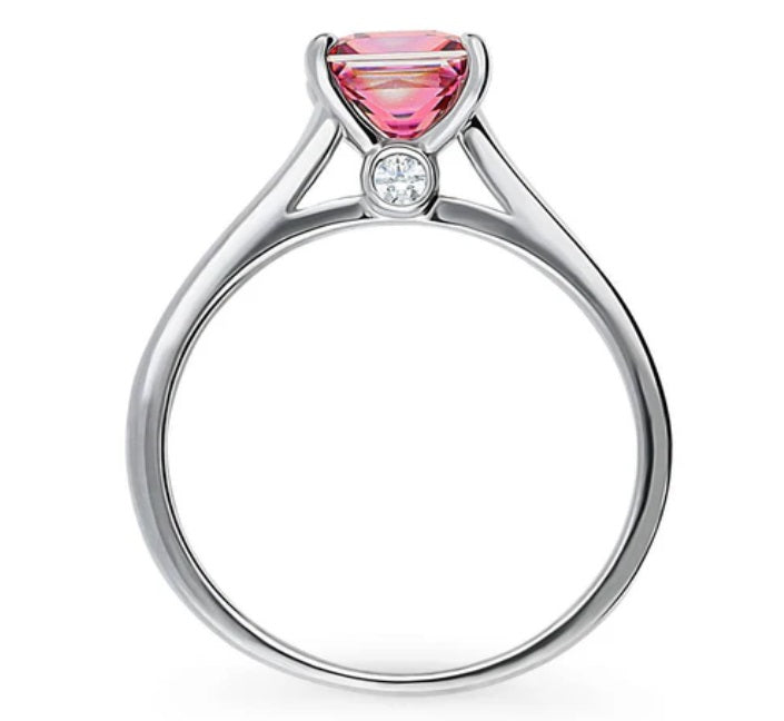 Solitaire Red Princess CZ Ring in Sterling Silver 1.2ct
