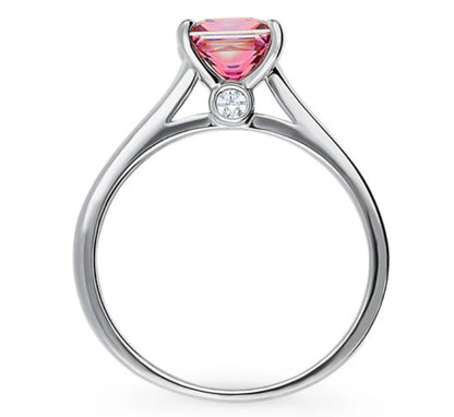 Solitaire Red Princess CZ Ring in Sterling Silver 1.2ct