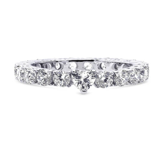 Solitaire 0.25ct Heart CZ Ring in Sterling Silver