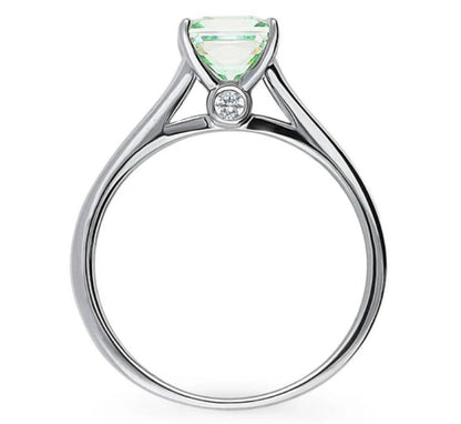 Solitaire Green Princess CZ Ring in Sterling Silver 1.2ct