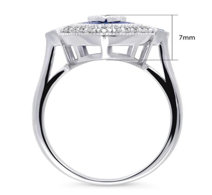 Navette Halo CZ Statement Ring in Sterling Silver