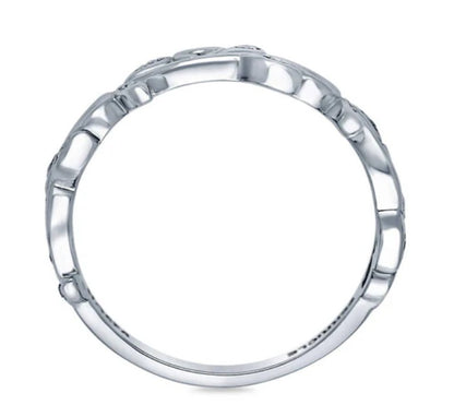 Leaf Filigree CZ Ring in Sterling Silver