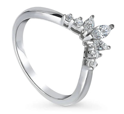 Flower 7-Stone CZ Curved Band in Sterling Silver