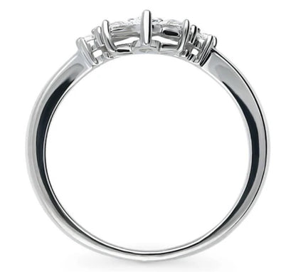 Flower 7-Stone CZ Curved Band in Sterling Silver