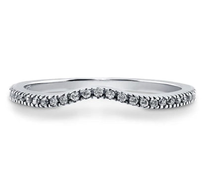 Wishbone Micro Pave Set CZ Curved Half Eternity Ring in Sterling Silver