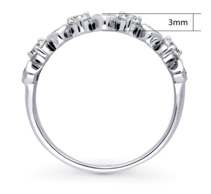 Cluster Art Deco CZ Stackable Band in Sterling Silver
