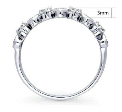 Cluster Art Deco CZ Stackable Band in Sterling Silver