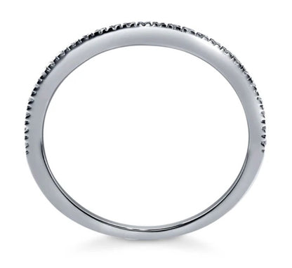Wishbone Micro Pave Set CZ Curved Half Eternity Ring in Sterling Silver