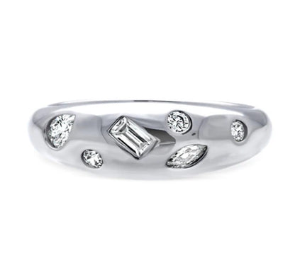 Dome CZ Stackable Band in Sterling Silver