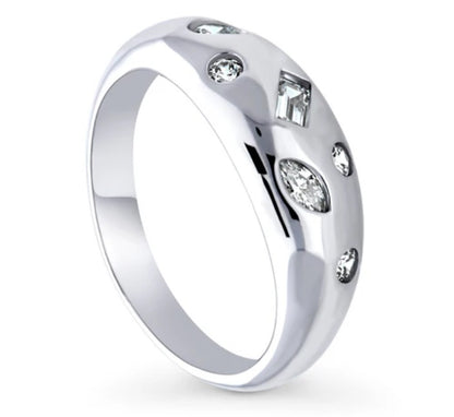 Dome CZ Stackable Band in Sterling Silver