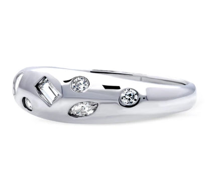 Dome CZ Stackable Band in Sterling Silver