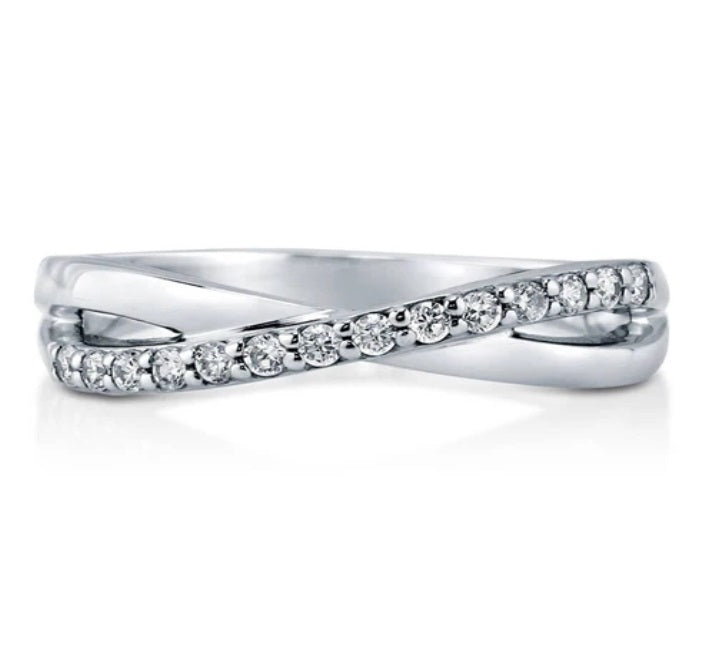 Infinity Criss Cross CZ Ring in Sterling Silver