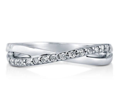 Infinity Criss Cross CZ Ring in Sterling Silver