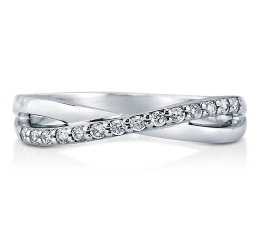 Infinity Criss Cross CZ Ring in Sterling Silver