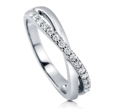 Infinity Criss Cross CZ Ring in Sterling Silver