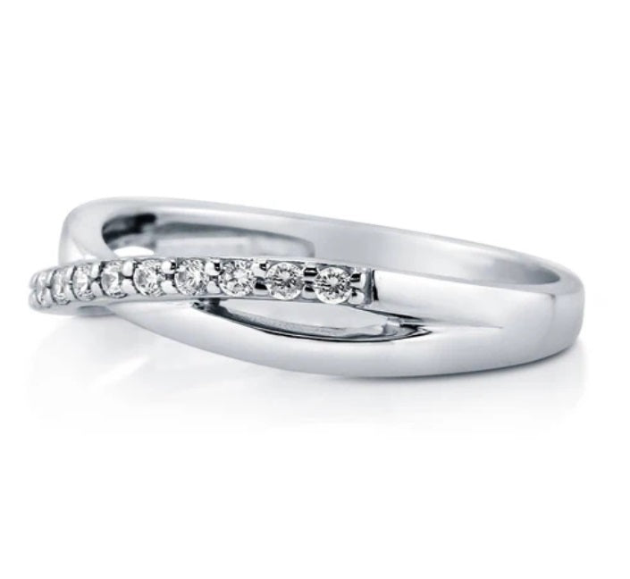 Infinity Criss Cross CZ Ring in Sterling Silver