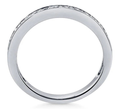Pave Set CZ Half Eternity Ring in Sterling Silver