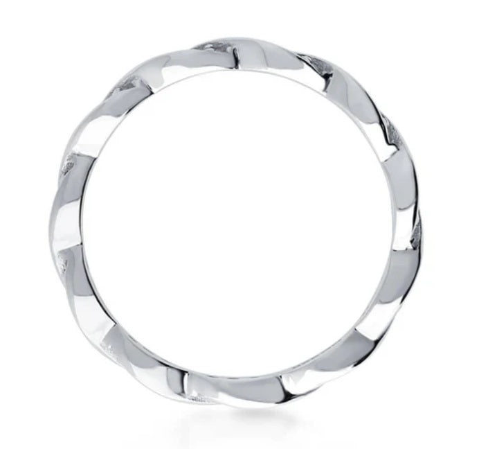 Woven Pave Set CZ Eternity Ring in Sterling Silver