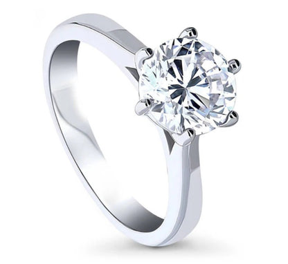 Solitaire 2ct Round CZ Ring in Sterling Silver