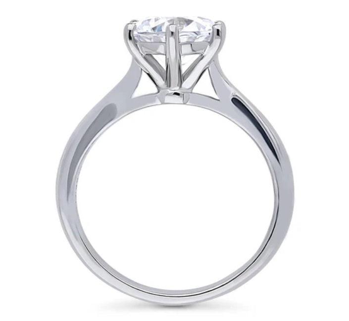 Solitaire 2ct Round CZ Ring in Sterling Silver