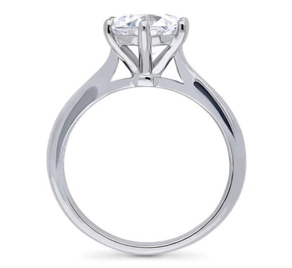 Solitaire 2ct Round CZ Ring in Sterling Silver